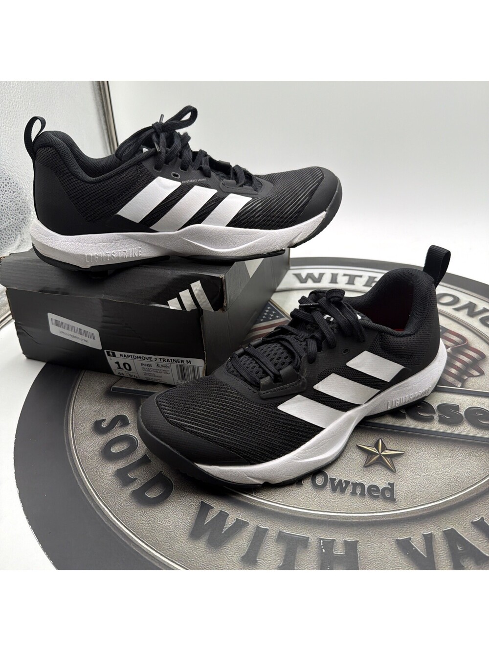 Adidas Rapidmove 2 Trainer Mens Black White Training Shoes IH5255 Size 10